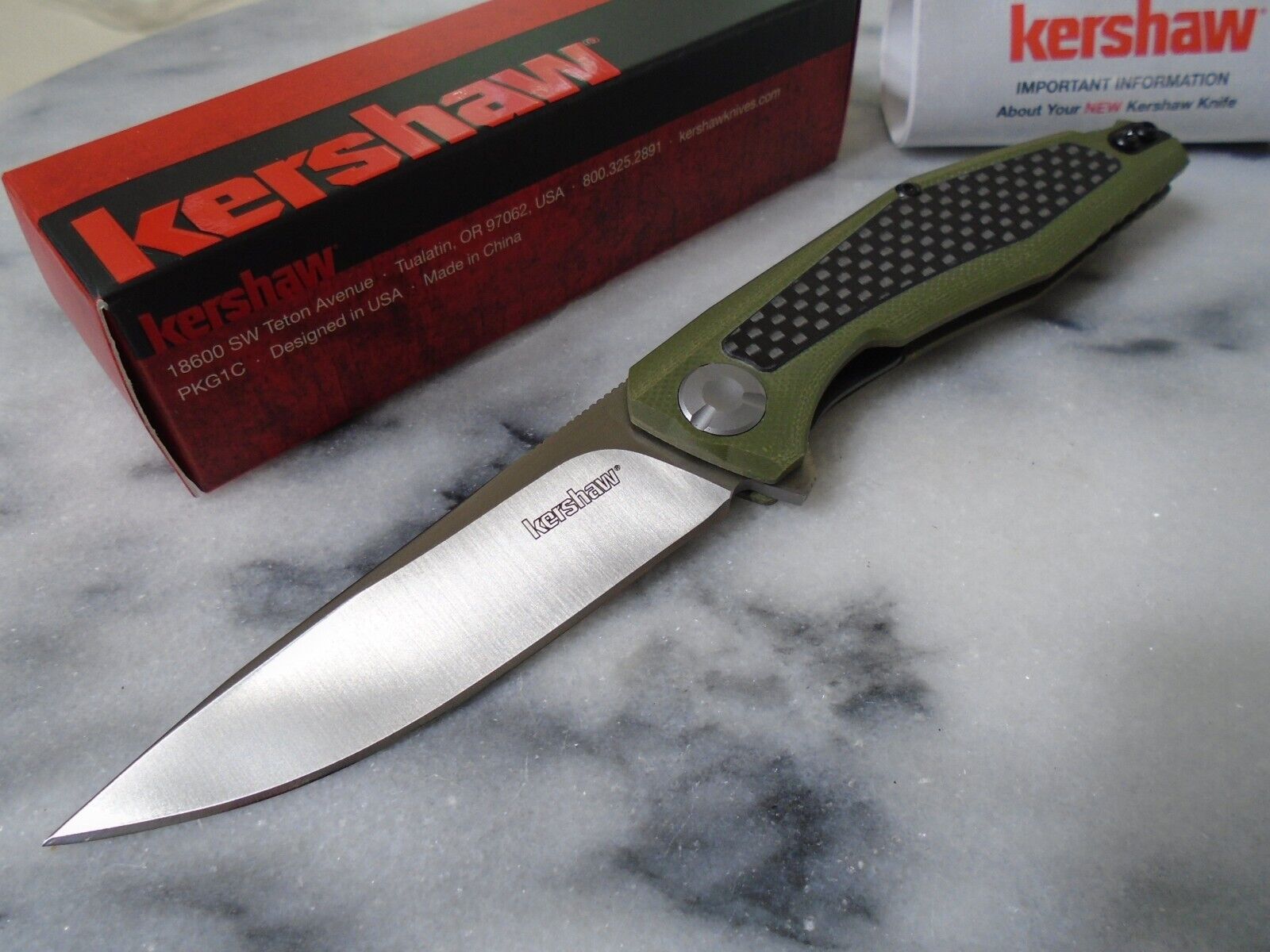 Kershaw Atmos Sinkevich KVT Ball Bearing Pocket Knife Carbon Fiber OD 4037OL New