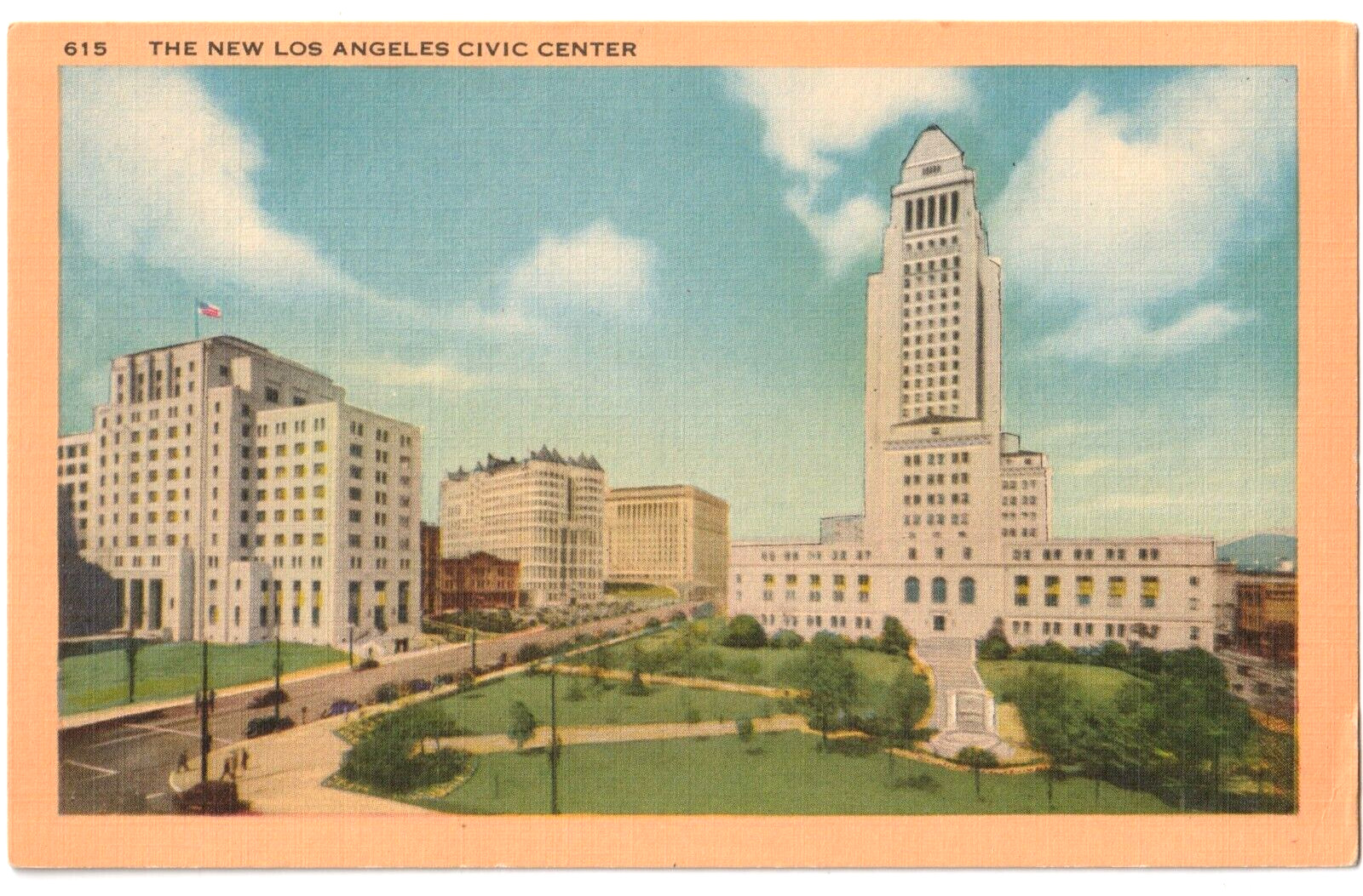 The New Civic Center-Los Angeles, California CA-unposted vintage postcard