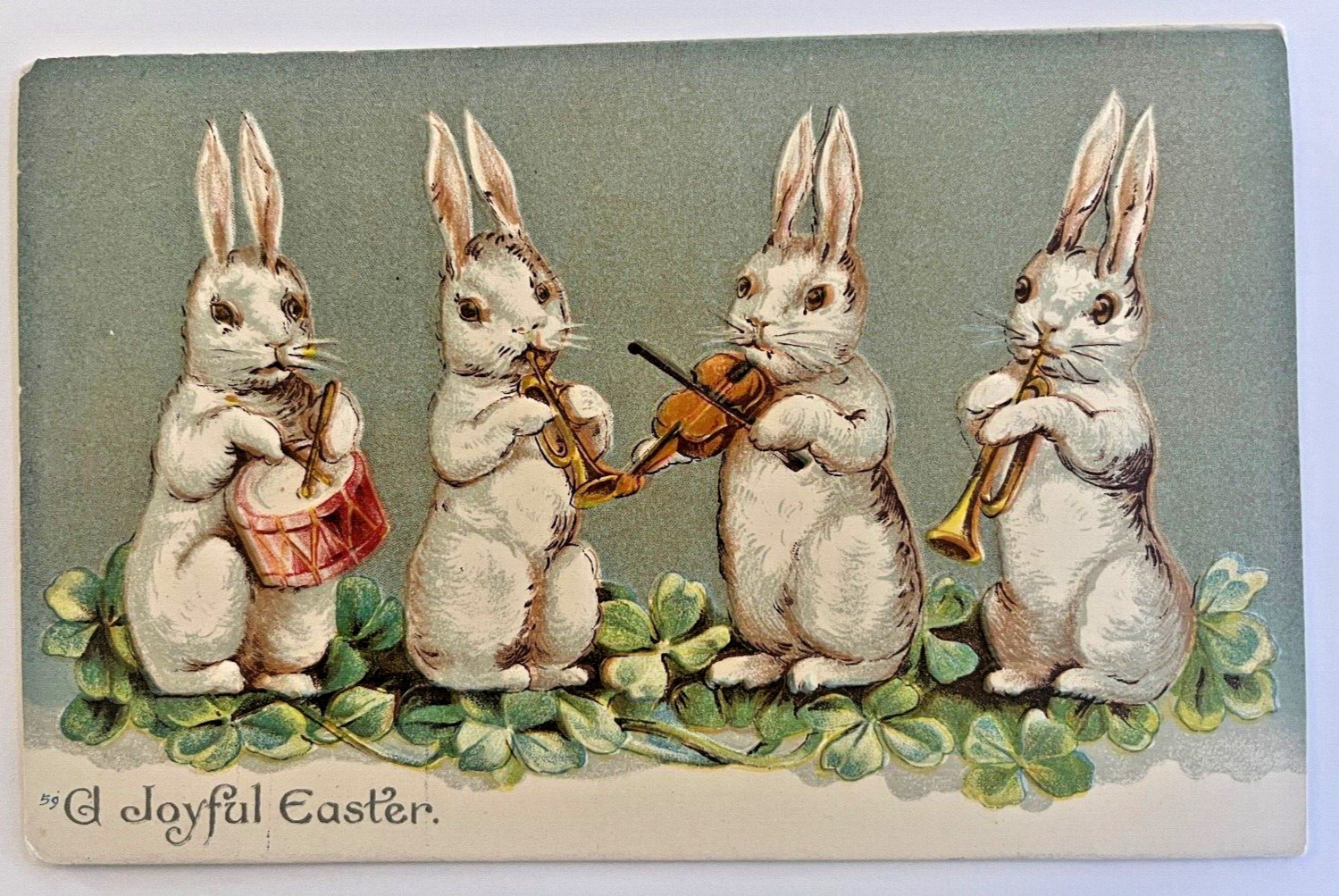 Easter Vintage Postcard Clapsaddle Humanized Rabbits Musical Instruments Band