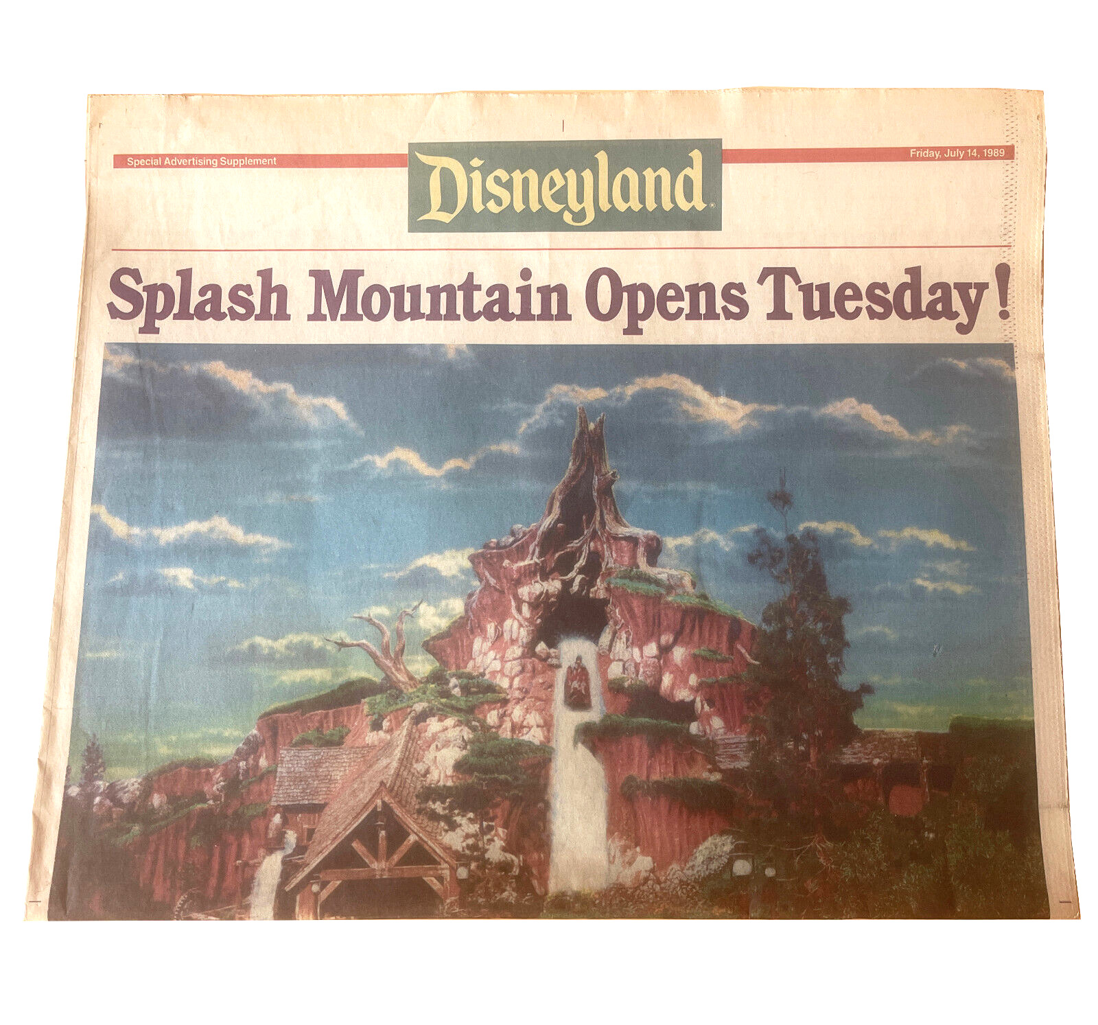 Vintage Disneyland Newspaper Supplement 1989 July 14 Splash Mountain Opening