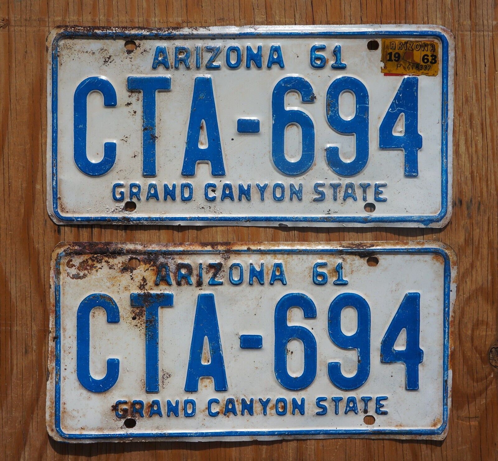 1961 1962 1963 Arizona License Plate Plates PAIR / SET