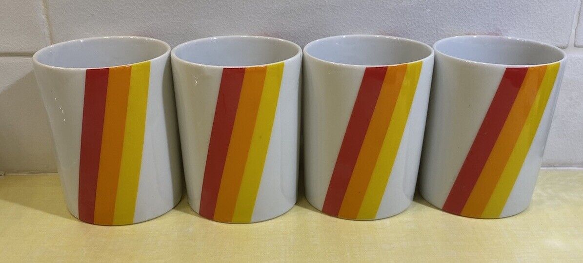Vintage 1970’s Porcelain Rainbow Mug No Handles Set Of 4 Japan