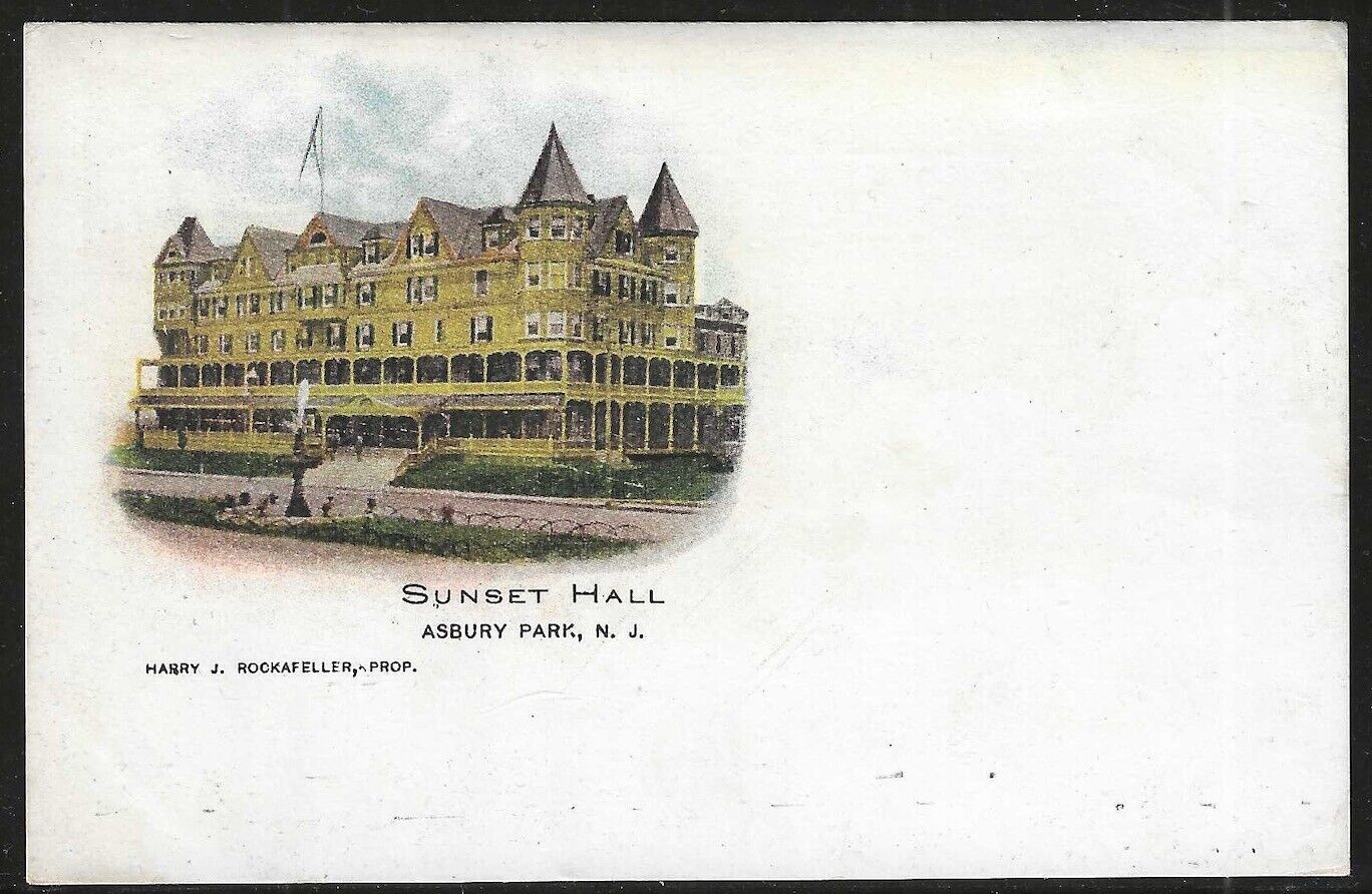 Sunset Hall, Asbury Park, New Jersey, Very Early Postcard, Unused