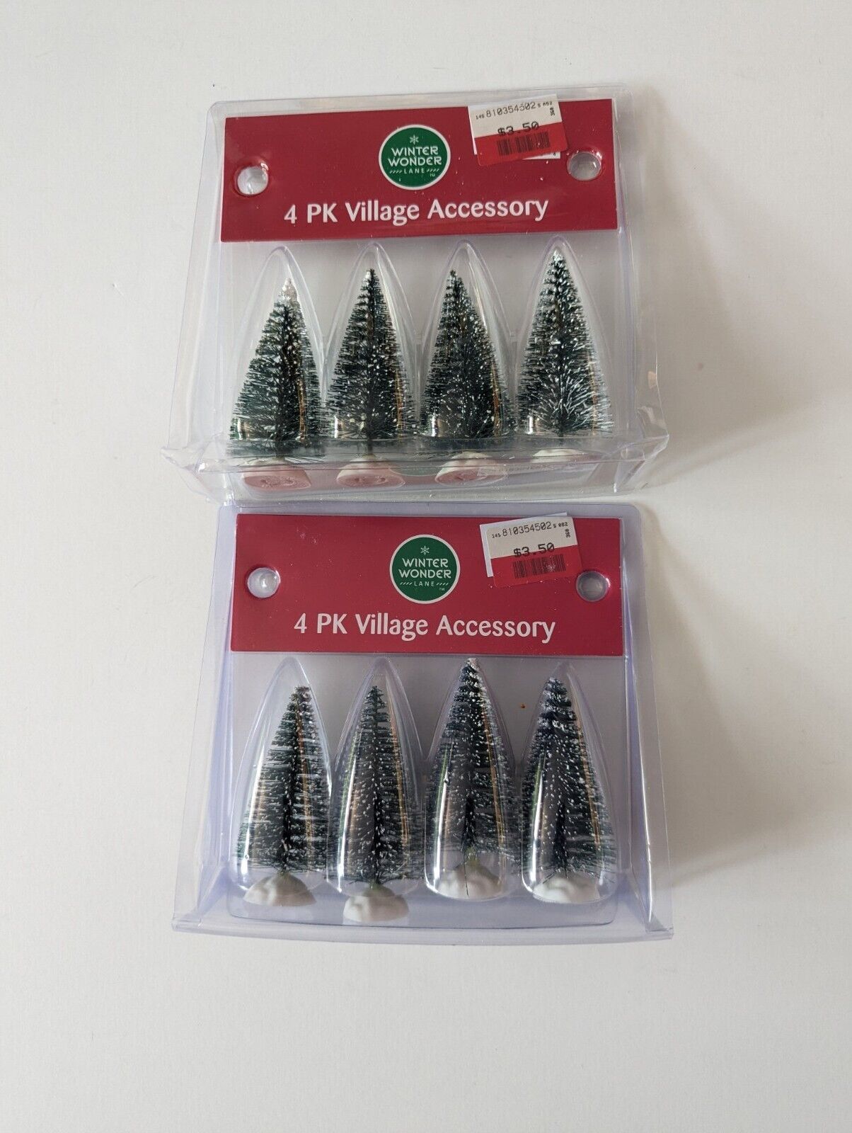 Winter Wonder Lane Christmas Village (Lot of 2) 4 Pack Tree With Snow