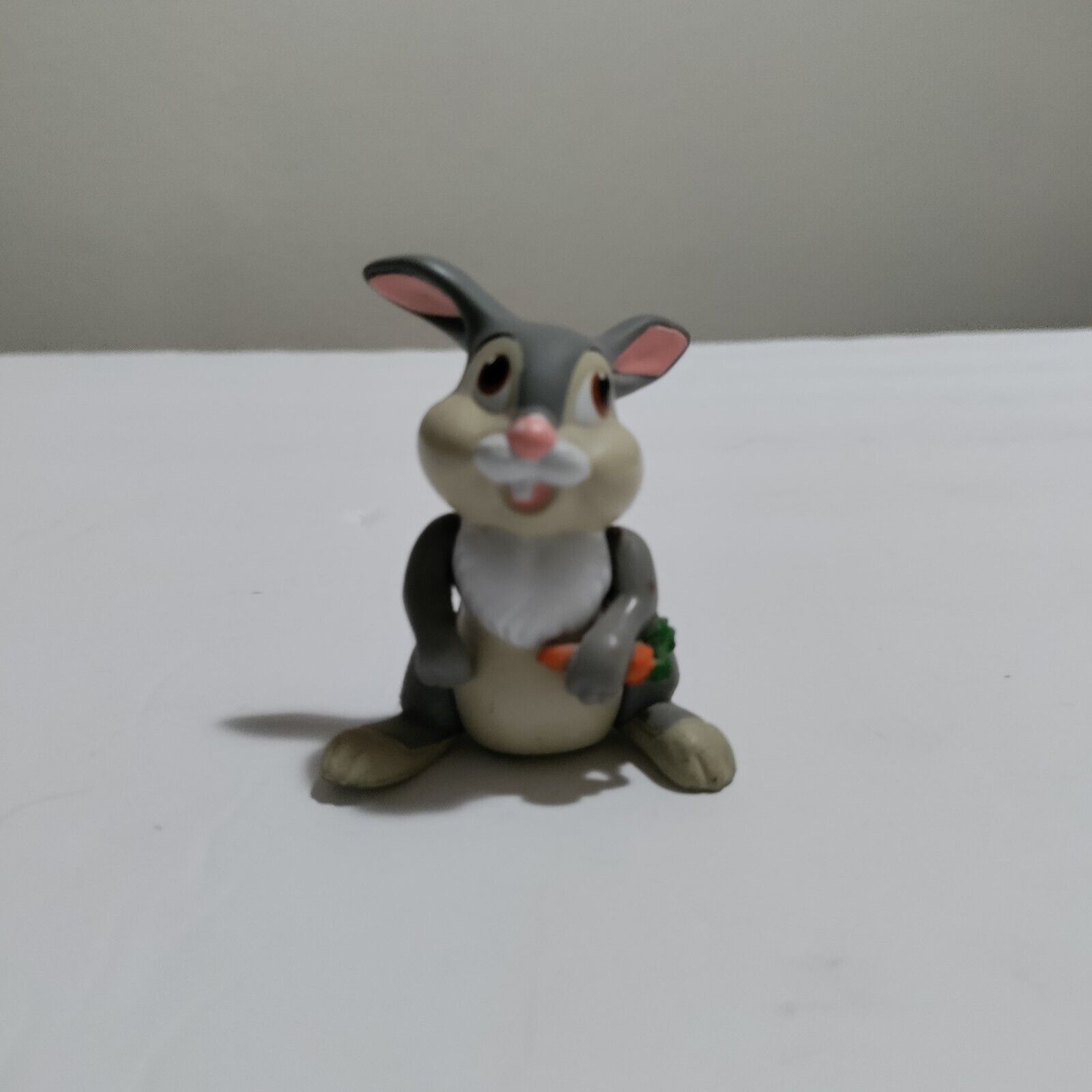 Vintage Disney Bambi Thumper the bunny Rabbit Holding Carrot Posable Gray White 
