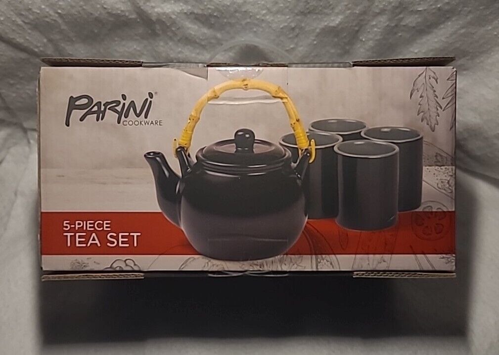 Parini Cookware 5-Piece Tea Set Black New In Sealed Box