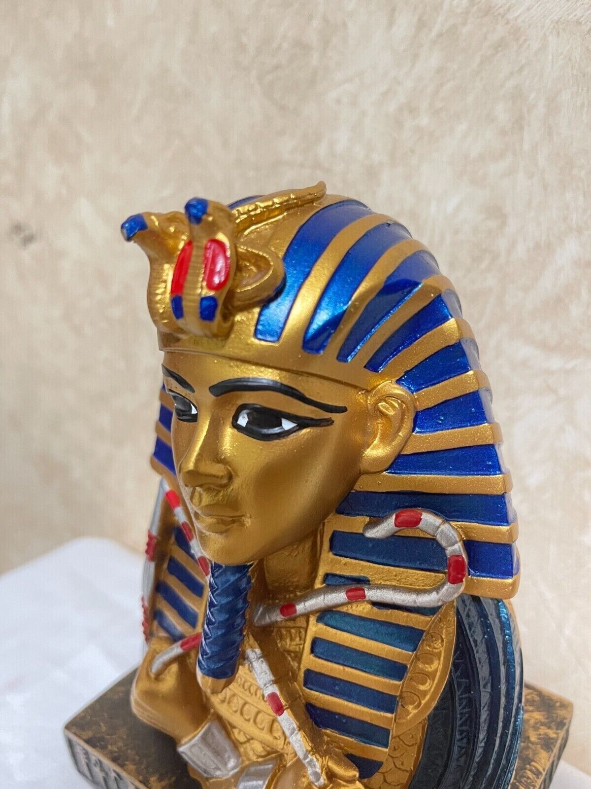 Unique ANCIENT EGYPTIAN Statue King Tutankhamun head of hard stone 6.5in 0.5KBC
