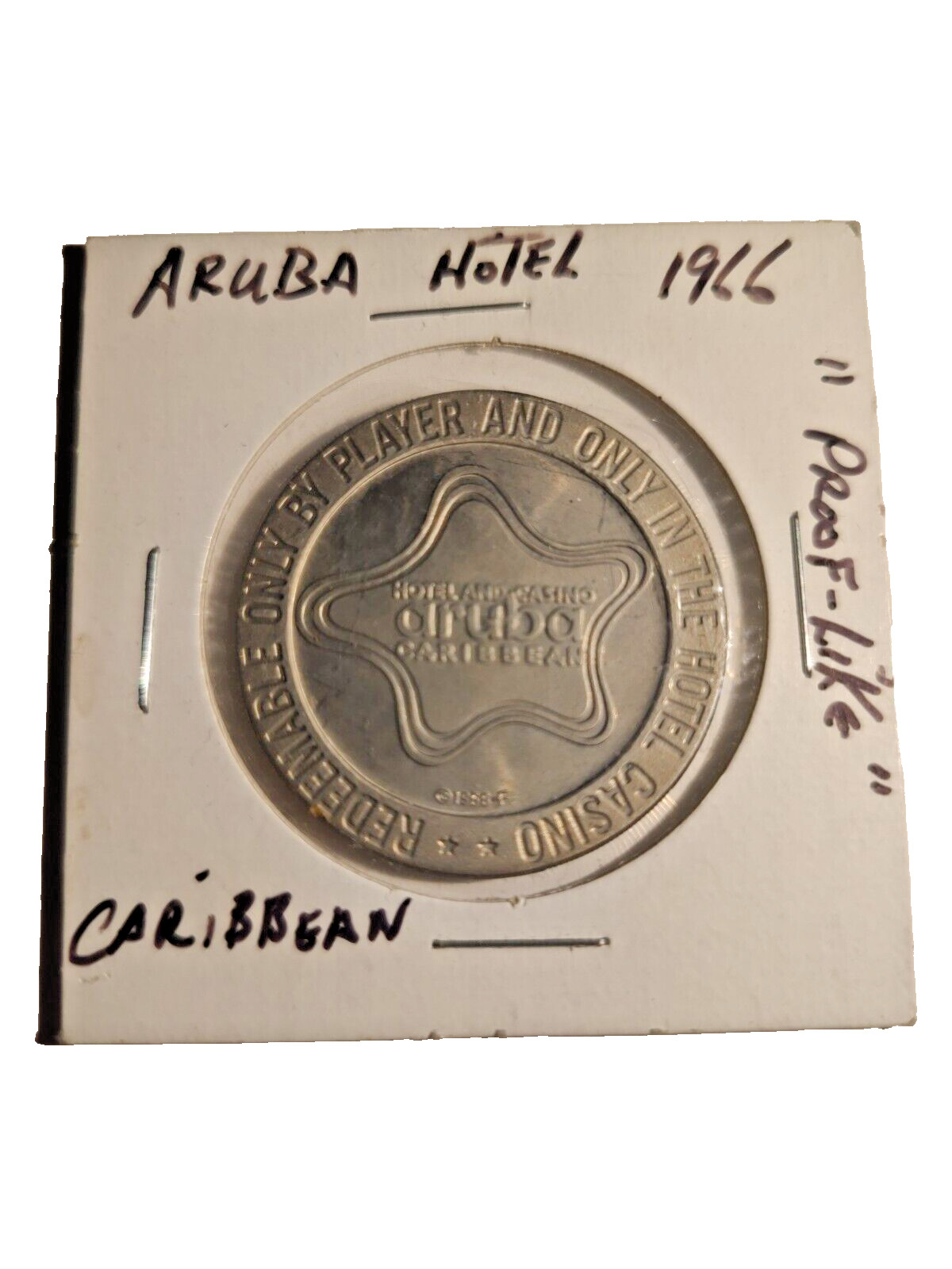 VINTAGE $1 GAMING TOKEN 1966 ARUBA CARIBBEAN HOTEL & CASINO