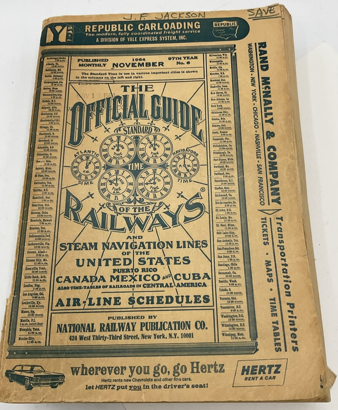 November 1964 Official Guide Railway Steam Navigation Lines Maps Timetable
