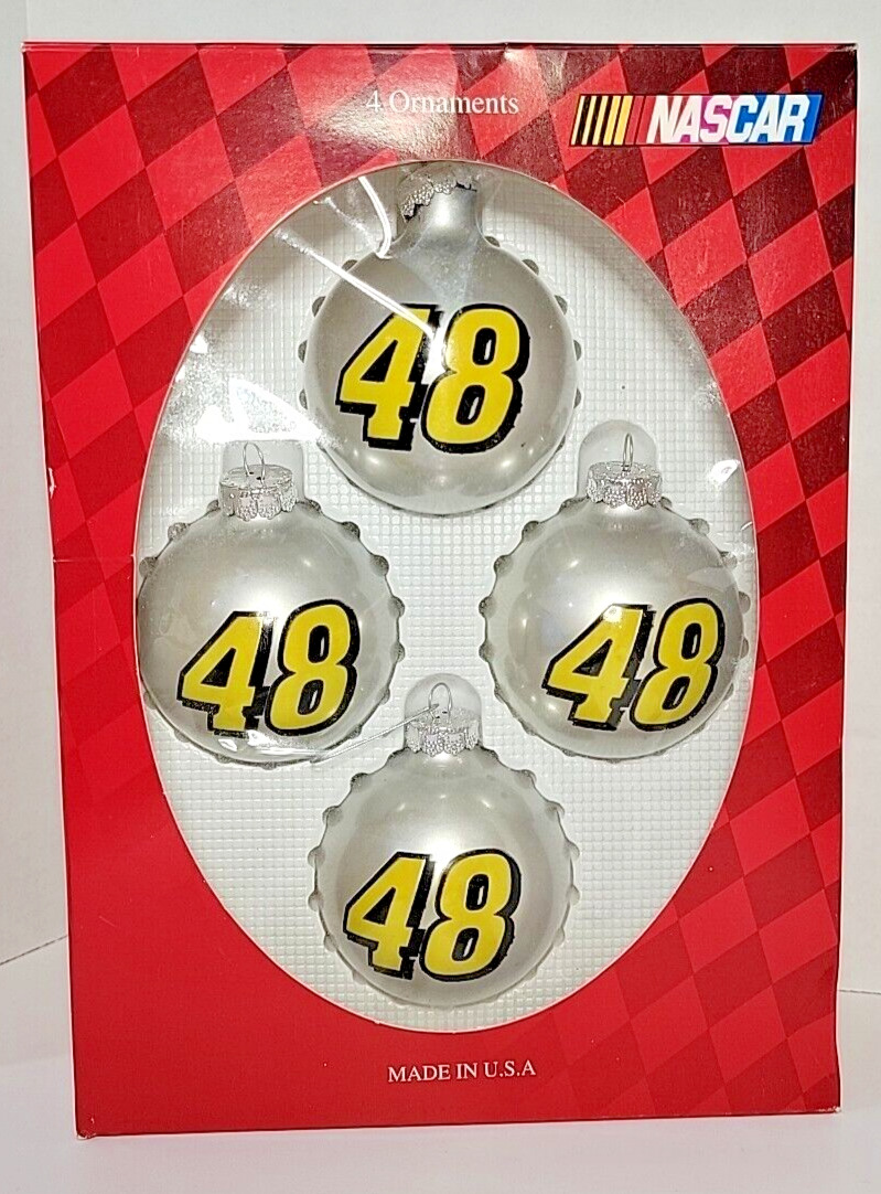 NASCAR 4pk Glass Ball Christmas Ornaments‐Jimmie Johnson #48 2003 JG MTRSPRTS