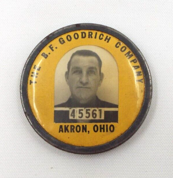RARE Antique Vintage Th B.F Goodrich Co Occupational Employee Photo Badge Pin ID