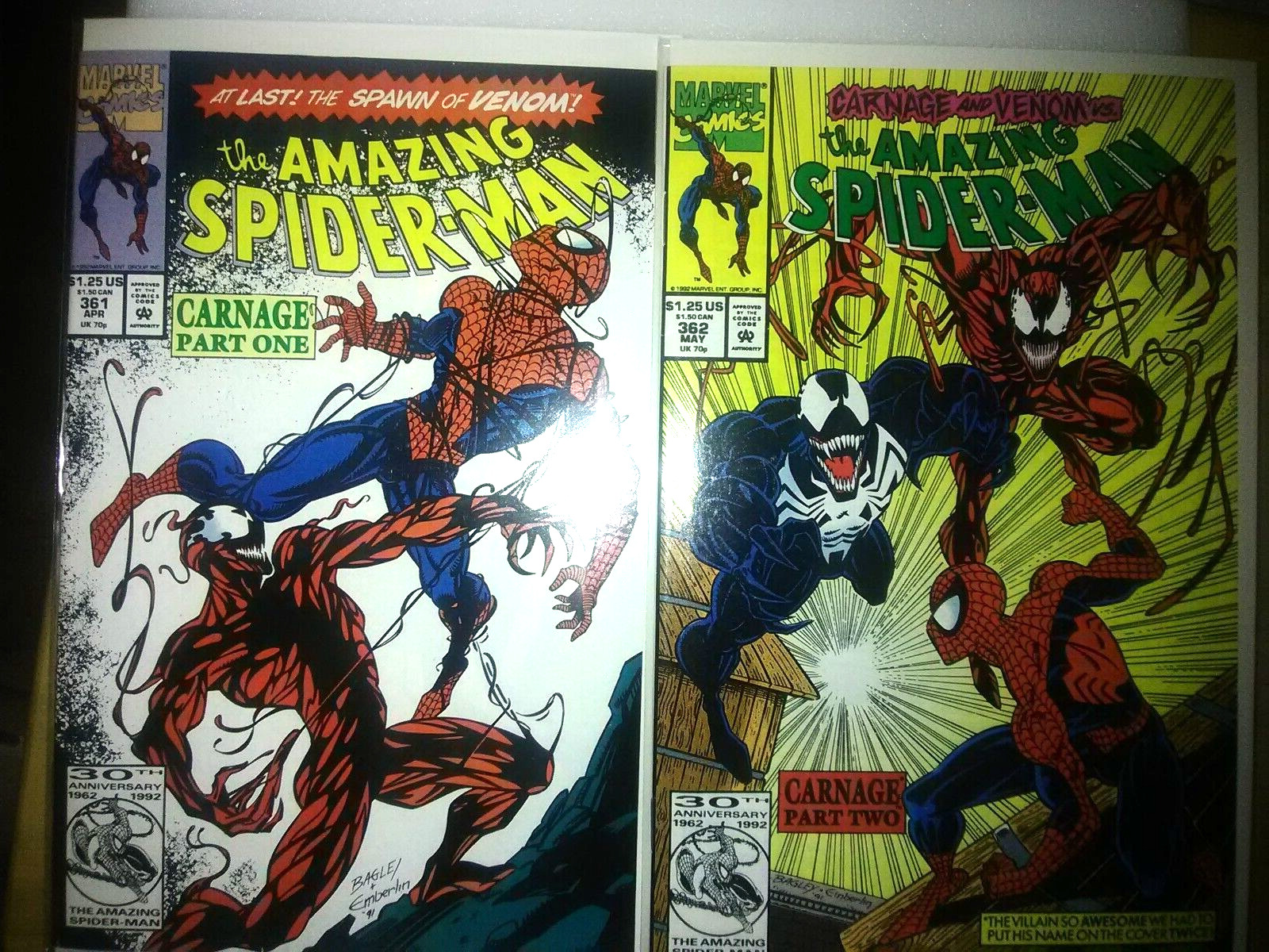 Amazing Spider-Man 2 Comic Lot #s 361-362 Bagley Major Keys Intro: Carnage NICE