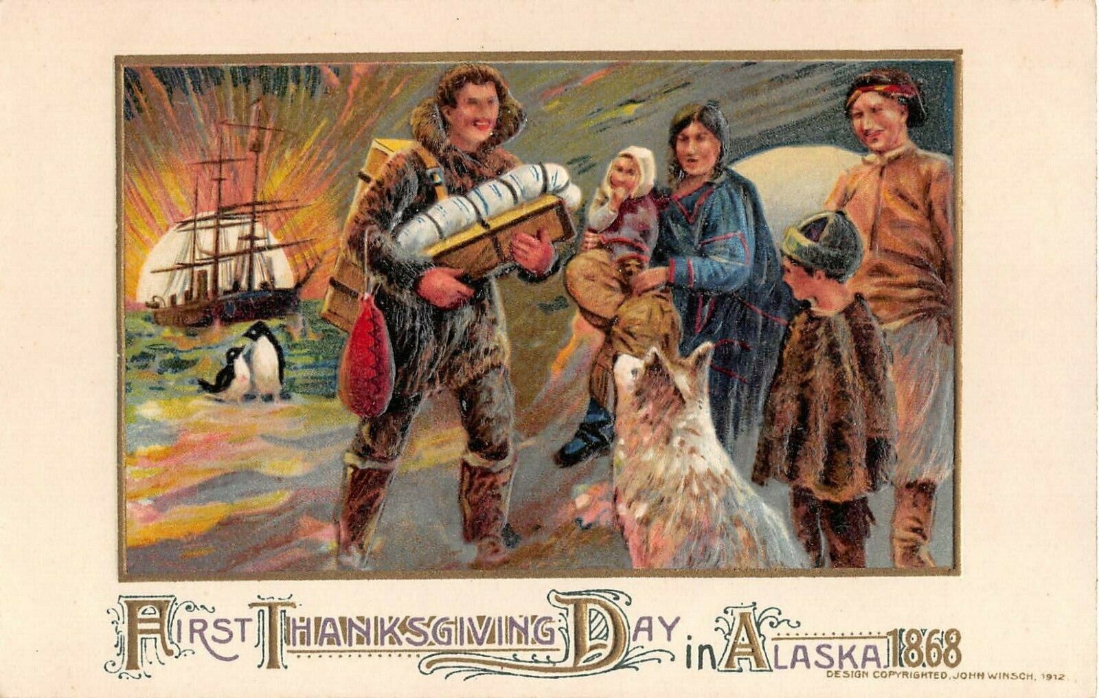 1912 First Thanksgiving Day in Alaska 1868 post card Winsch Schmucker