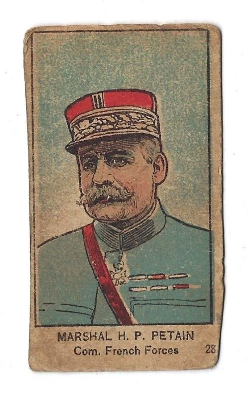 W545 WW1 Leaders Marshal Henri P Petain Strip Trade Card Comm. French Forces #28
