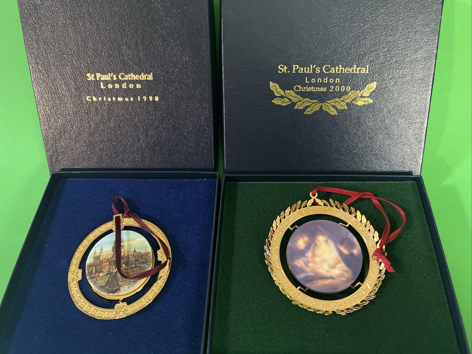 Pair of St. Paul\'s Cathedral Christmas Ornaments 1998 & 2000 Yr Limited Edition