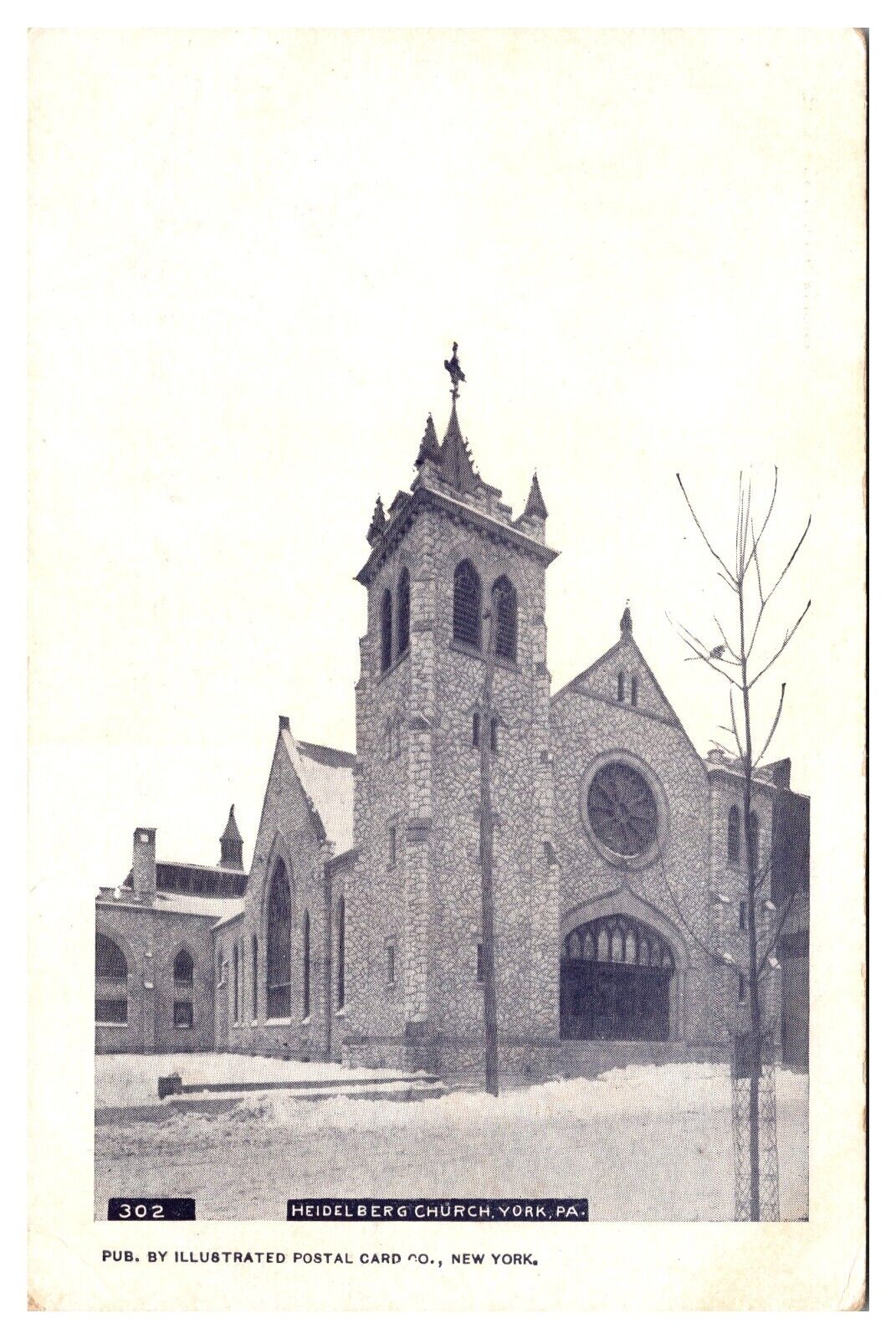 Antique Heidelberg Church, Based on Photo, York, PA Postcard