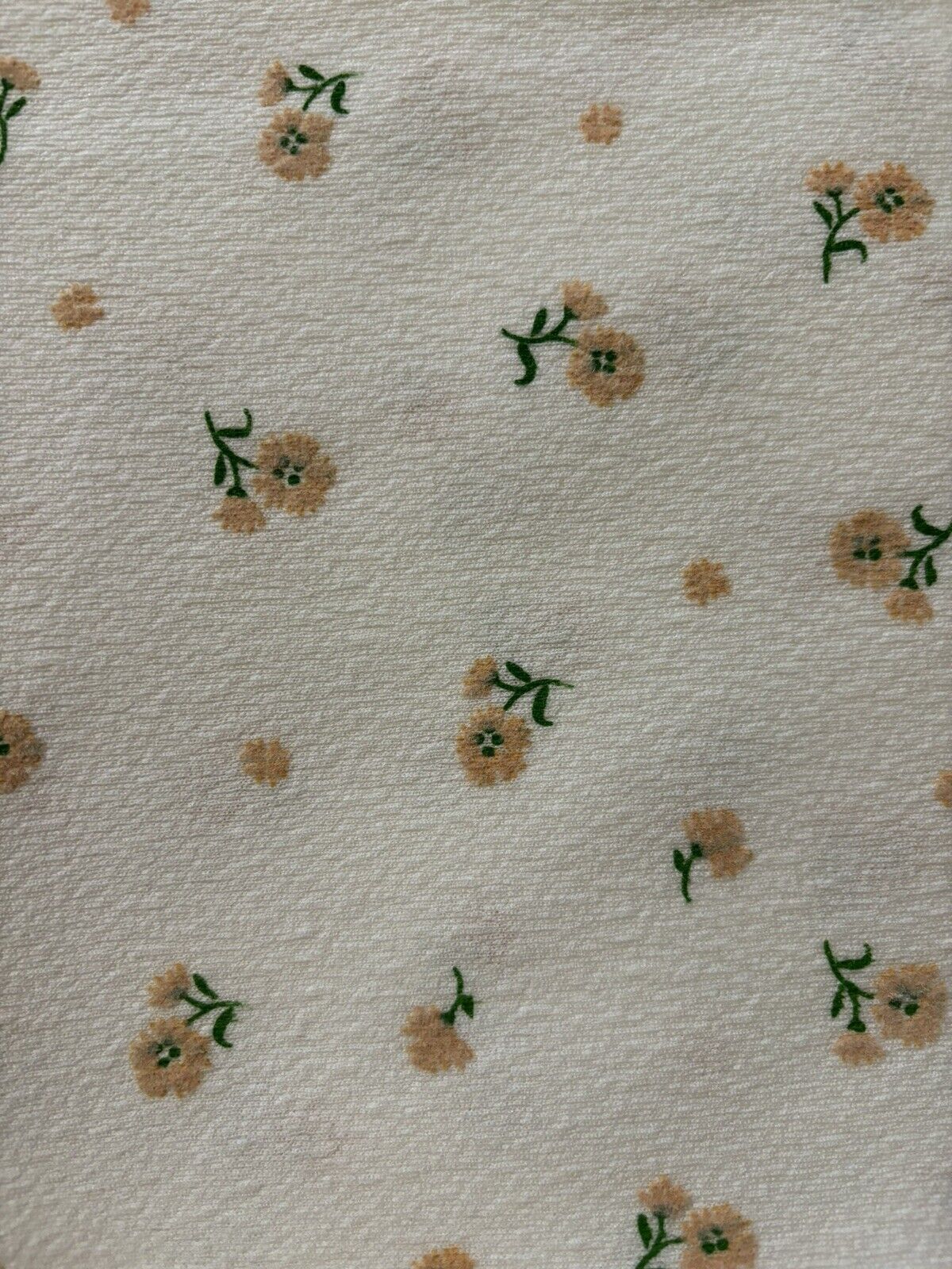 Vtg Flocked Polyester Fabric Retro Hippie Flower 2 Yds Delicate Floral Print