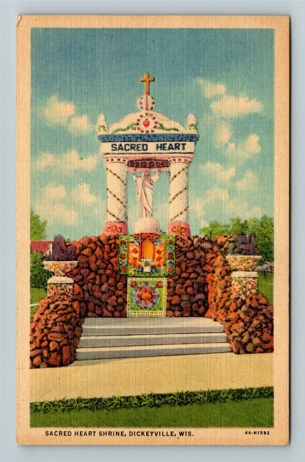 Dickeyville WI-Wisconsin, Sacred Heart Shrine, Monument, Vintage Postcard