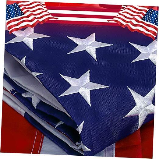  American Flag - Embroidered Stars,Sewn Stripes,Nylon,UV Protected,Brass 3x5 ft