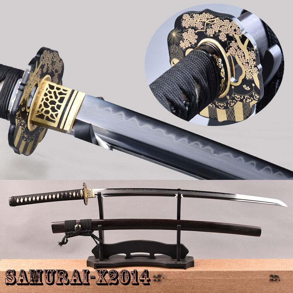 Finely Polished Clay Tempered T10 Steel Japanese Samurai Katana Sword With Box