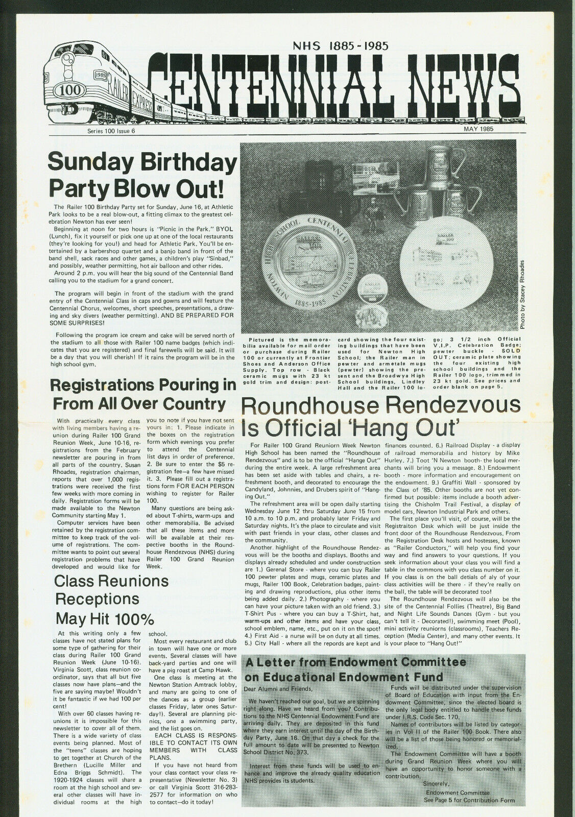 NHS 1885-1985 Newton High School Newton Kansas Centennial News Vintage Newspaper