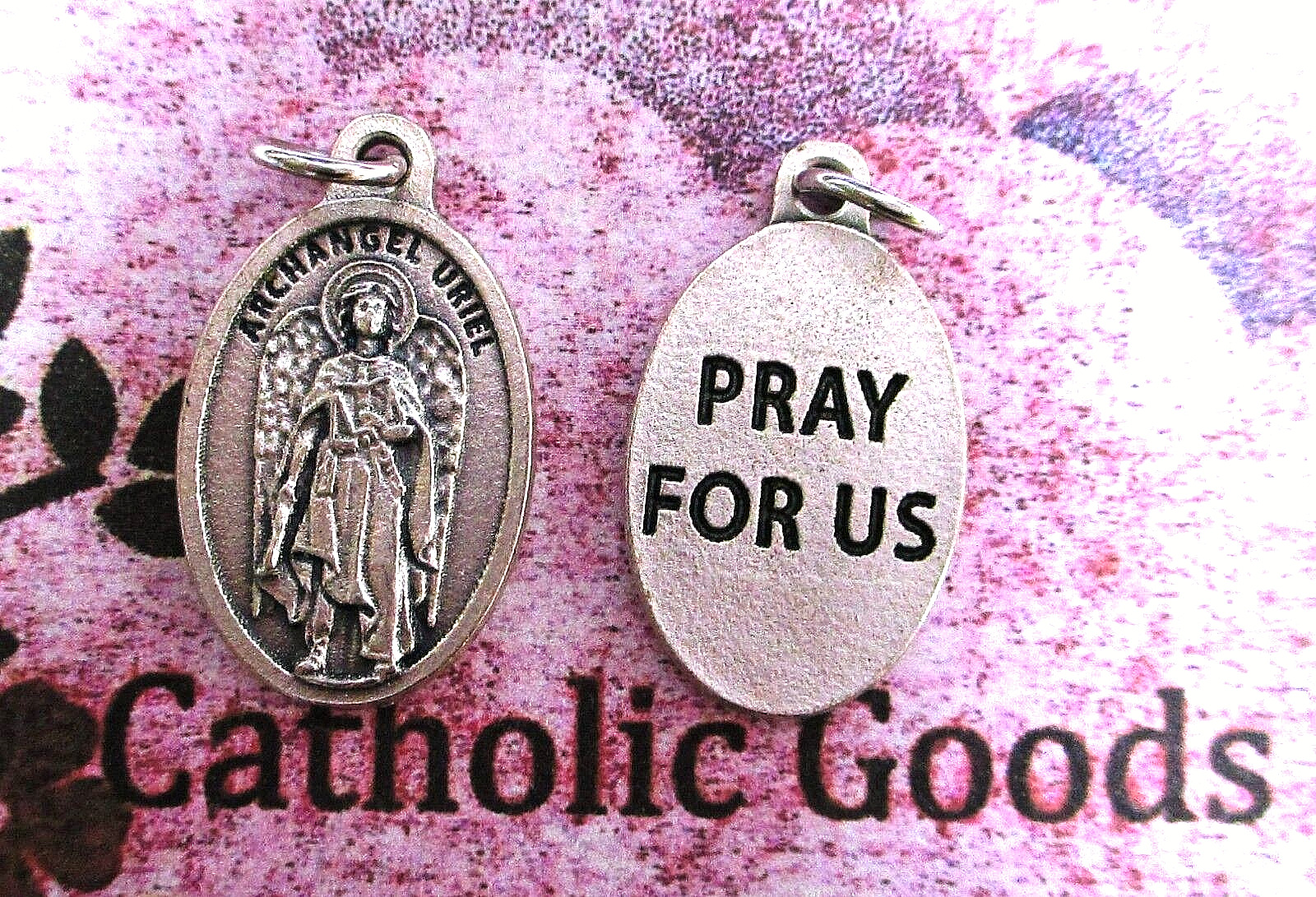 Saint St. Uriel the Archangel - Pray for Us - Silver-tone Ox Die-Cast Medal 