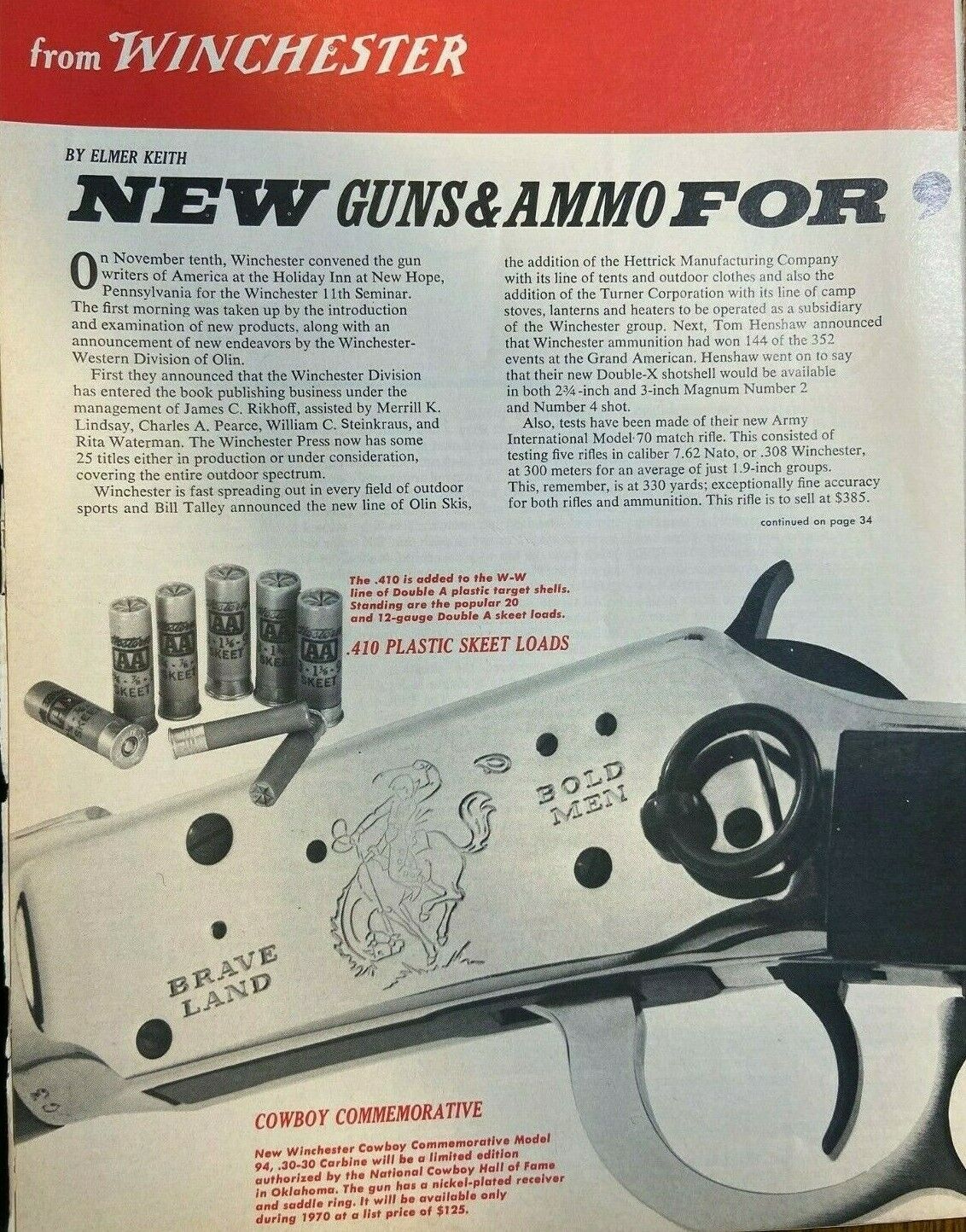 1970 New Winchester Guns and Remington Ammunition illustrated