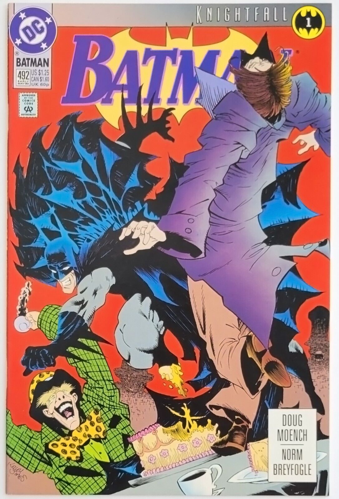 Batman #492 1st Printing (1993) Vintage Key Comic, Beginning of Knightfall Story