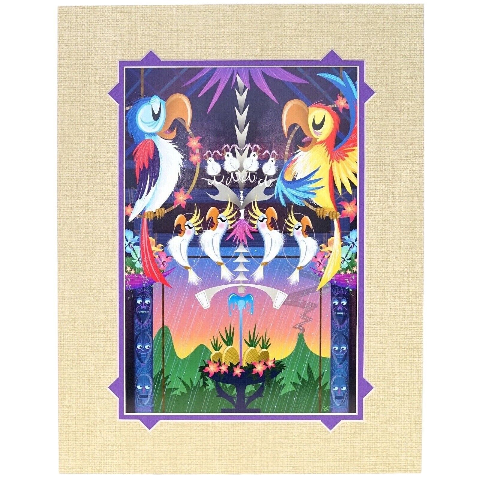 Disney Parks Crooning in Walt Disney\'s Enchanted Tiki Room Print By Sam Carter