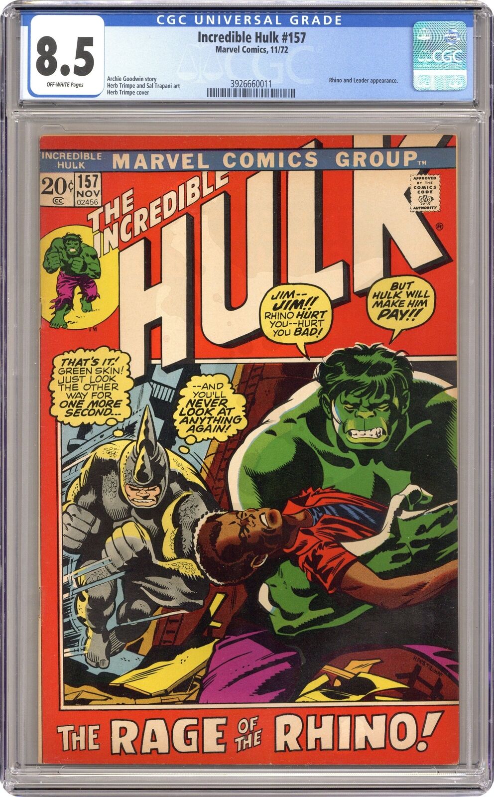 Incredible Hulk #157 CGC 8.5 1972 4179462007