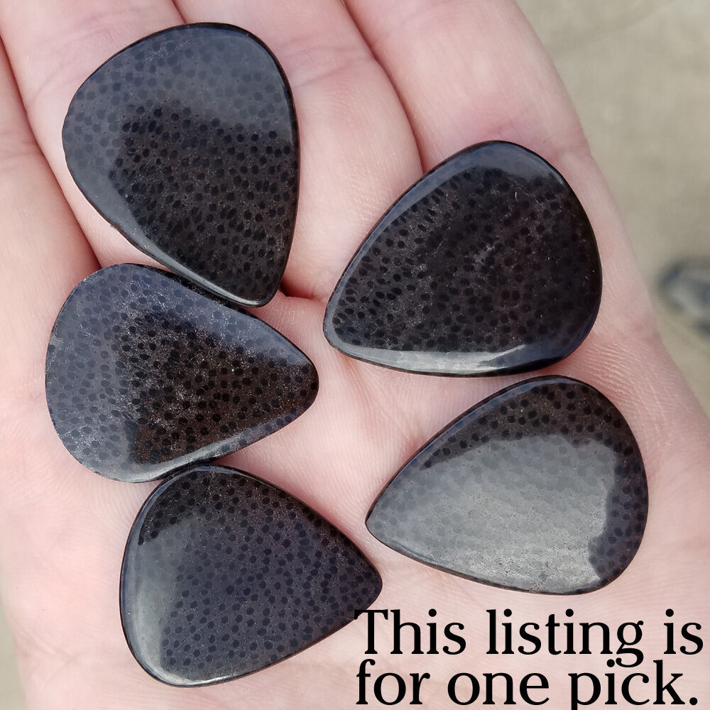 BLACK stone Guitar Pick  Petrified Palmwood black agate Plectrum Qty= one bulk