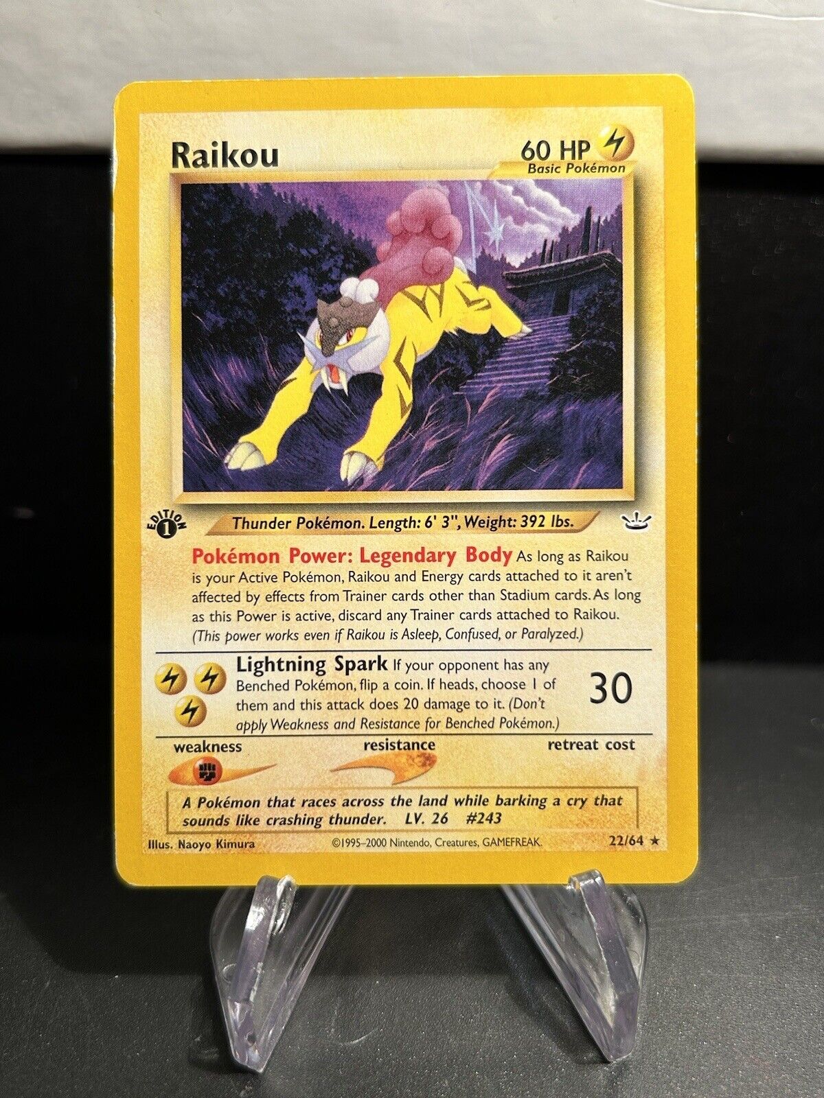 Pokemon Card Raikou 22/64 Neo Revelation Eng Old First Edition
