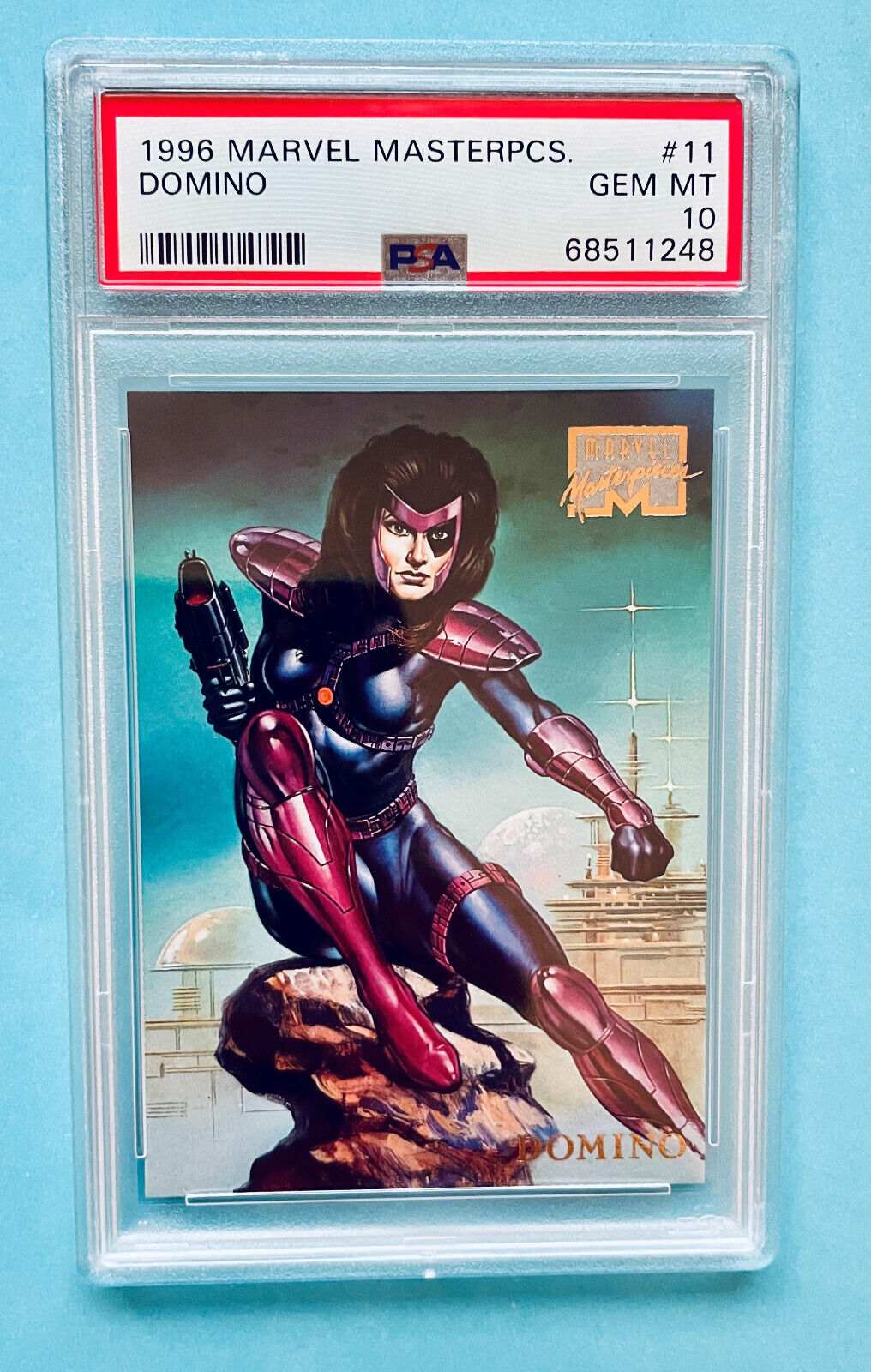 PSA 10 GEM 💎 MINT 1996 Marvel Masterpieces DOMINO #11 Card  X-Force Deadpool