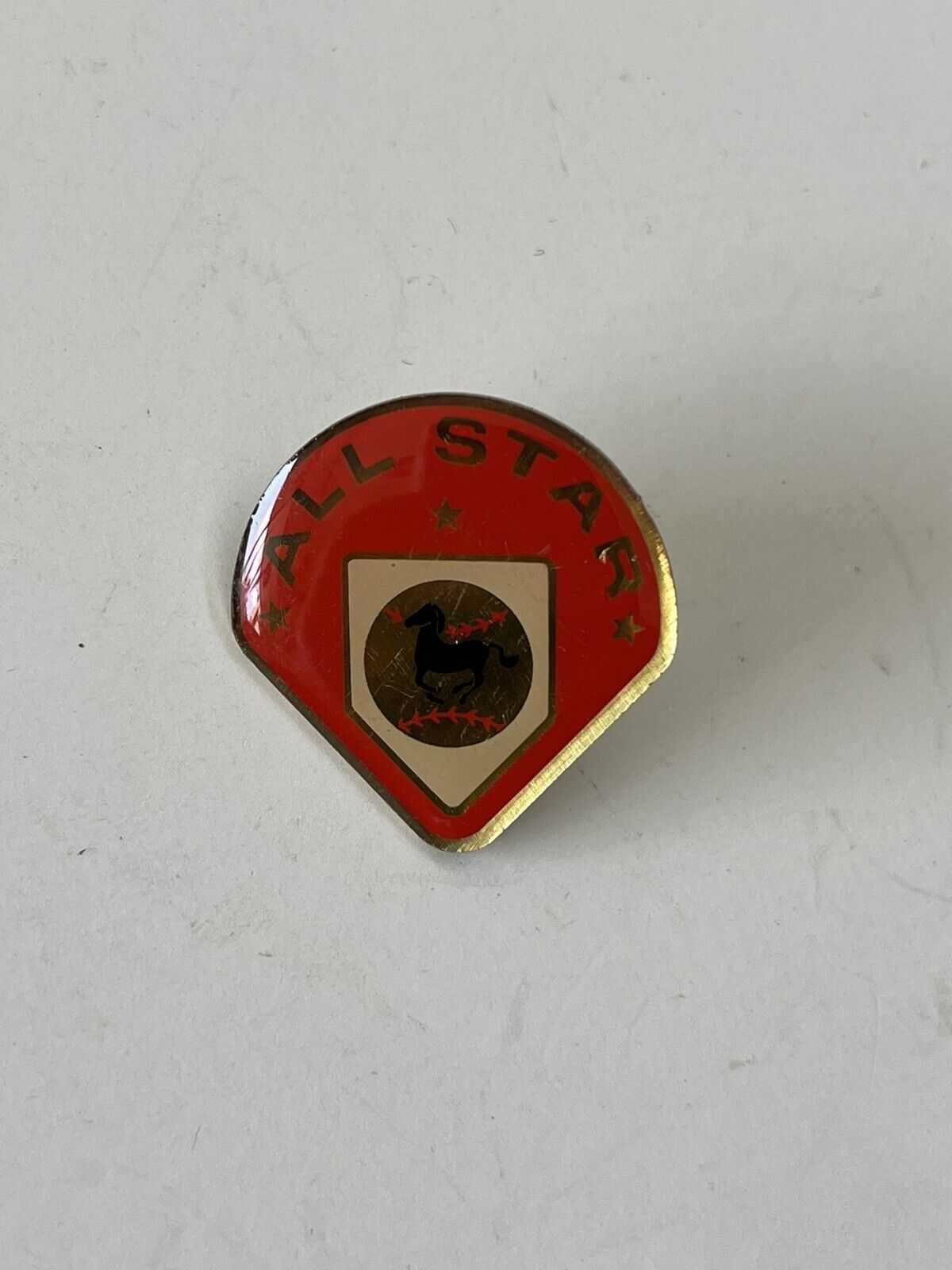 Pony Little League Baseball Pinback All Star Vintage Lapel Pin c. 1980\'s Red
