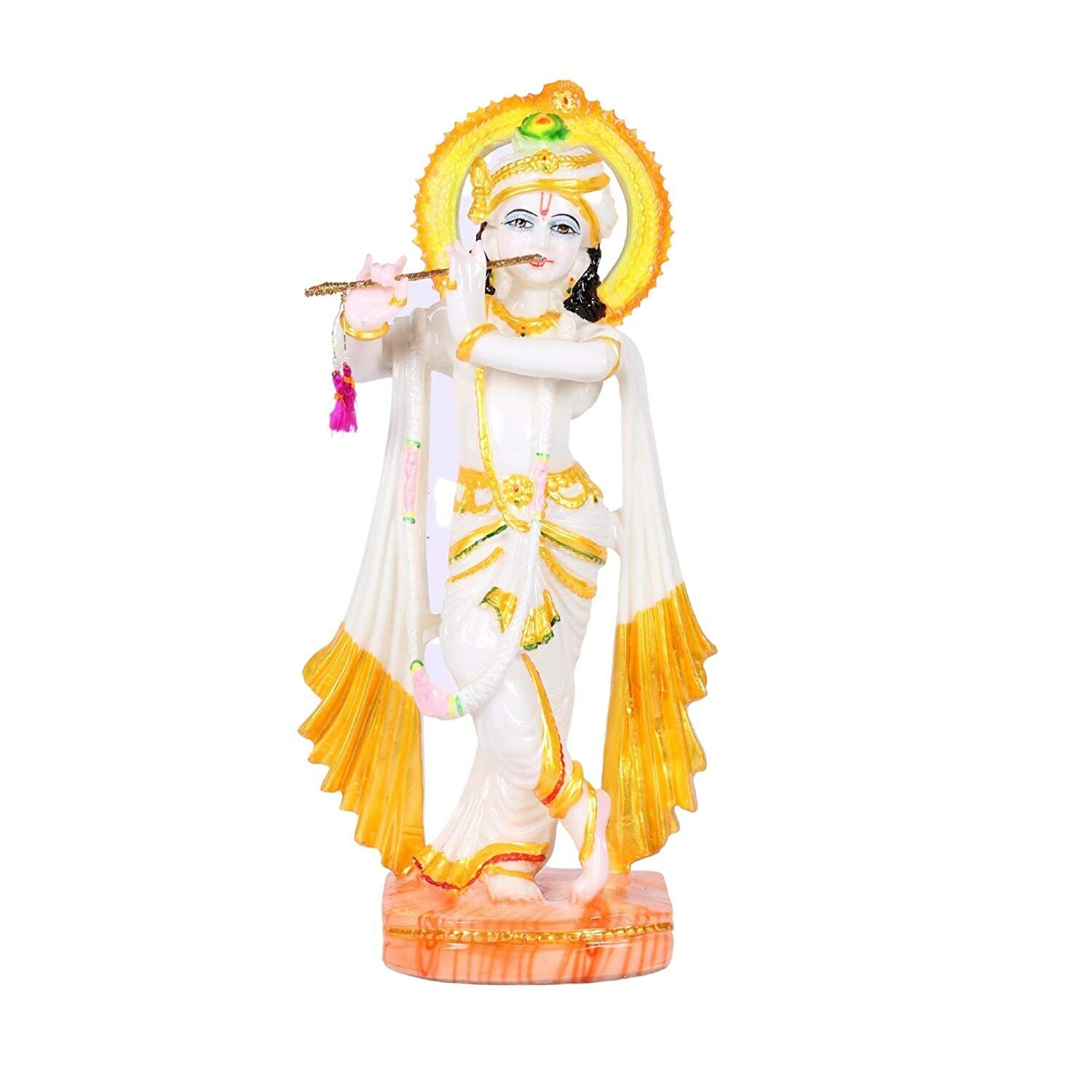 Beautiful Standing Krishna Size 15in ( White, Multicolor )US