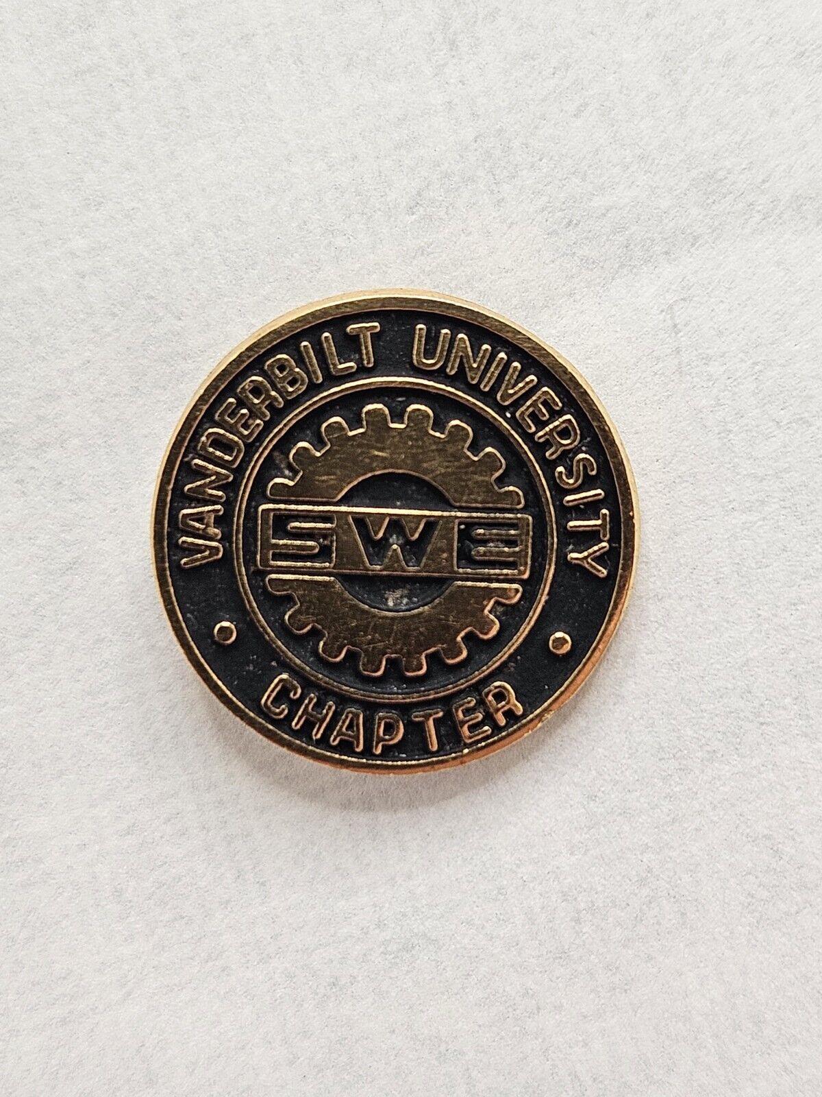 Vintage Vanderbilt University SWE Chapter 24 K Gold Plated Lapel Push Back Pin.
