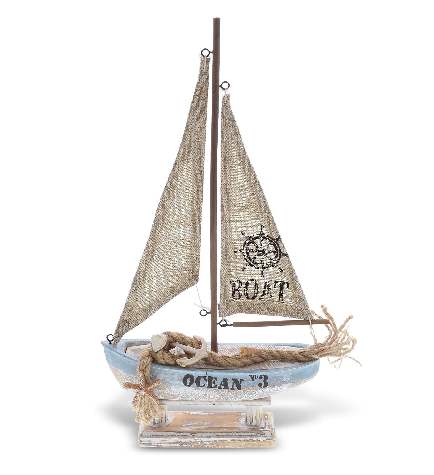 Coastal Horizon Wooden Sailboat Model Ship Nautical Decor, Rustic Nautical Sa...
