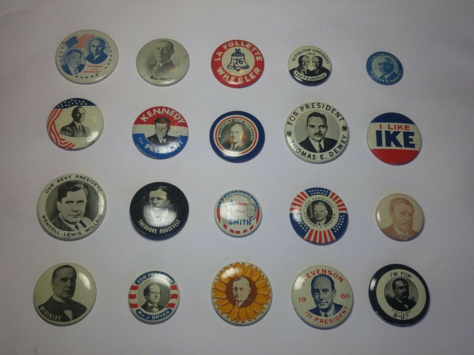 Lot Of 20 1970s Reproduction Presidential Campaign Button Pins All Different