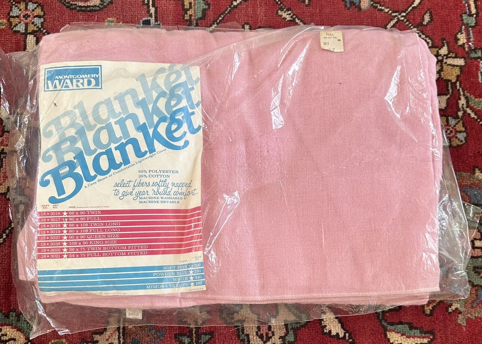Vintage Montgomery Ward Lightweight Blanket Soft Pink 80X90 Full