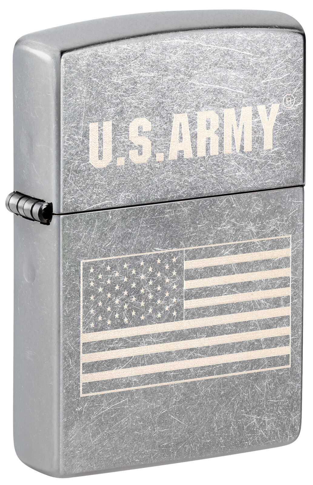 Zippo U.S. Army US Flag Laser Engrave Street Chrome Windproof Lighter, 48557