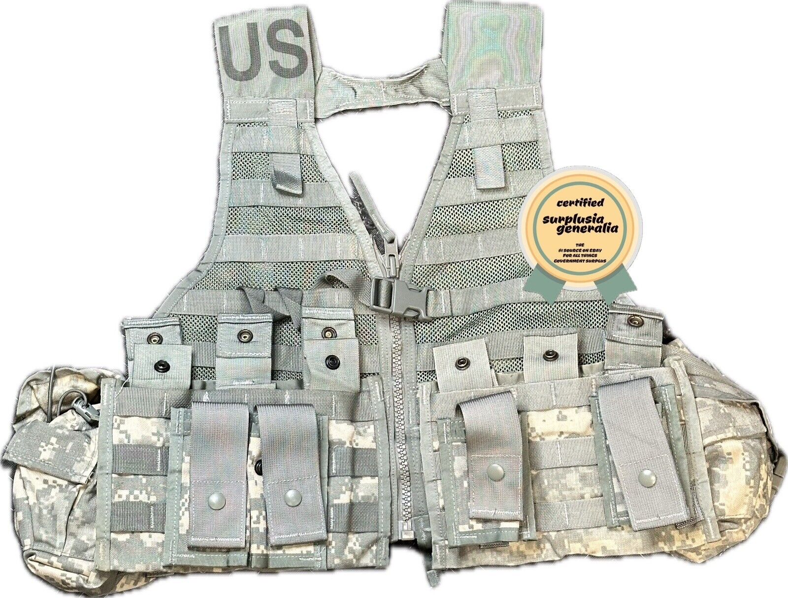 MOLLE II US Army Tactical Vest/Chest Rig QRF Vest w/ 7 Pouches ACU