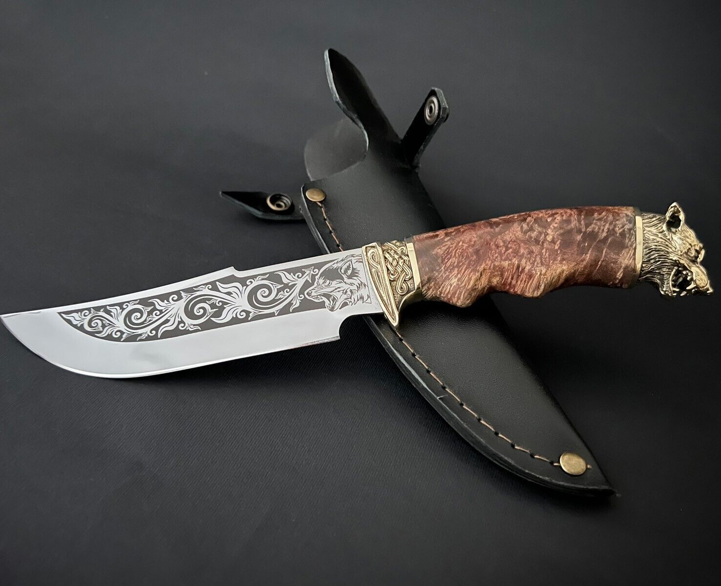 Wild Wolf - Ukrainian Custom Kitchen Hunting Fishing Military Steel Knife Knives