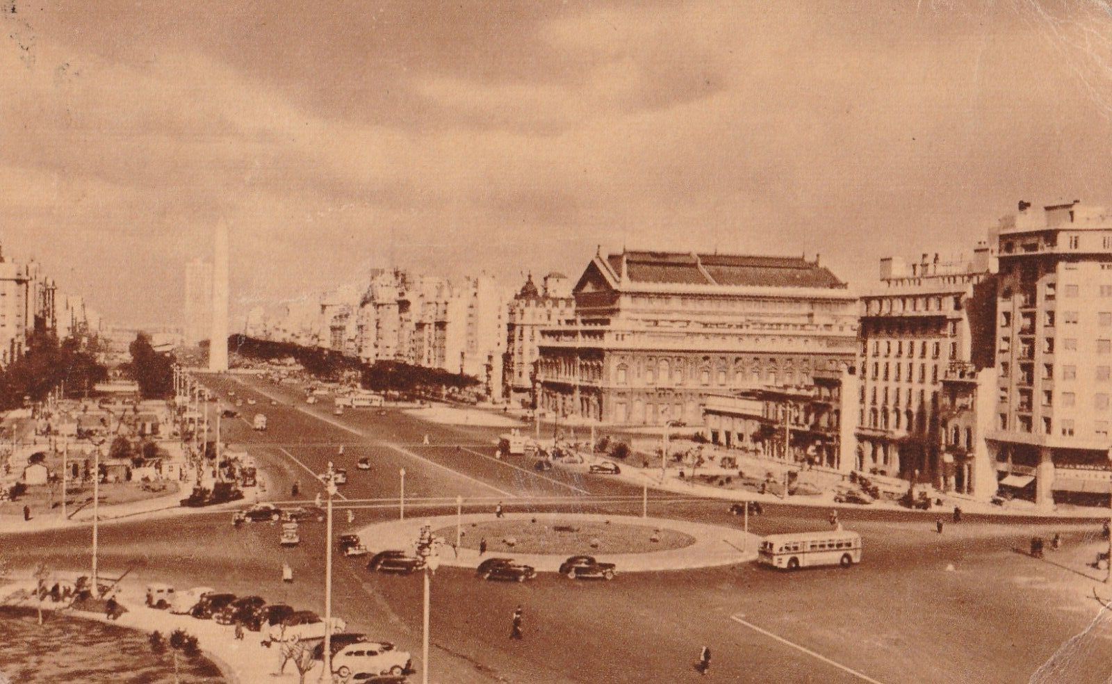 Vintage Postcard View of Buenos Aires, Argentina Street Intersection Posted