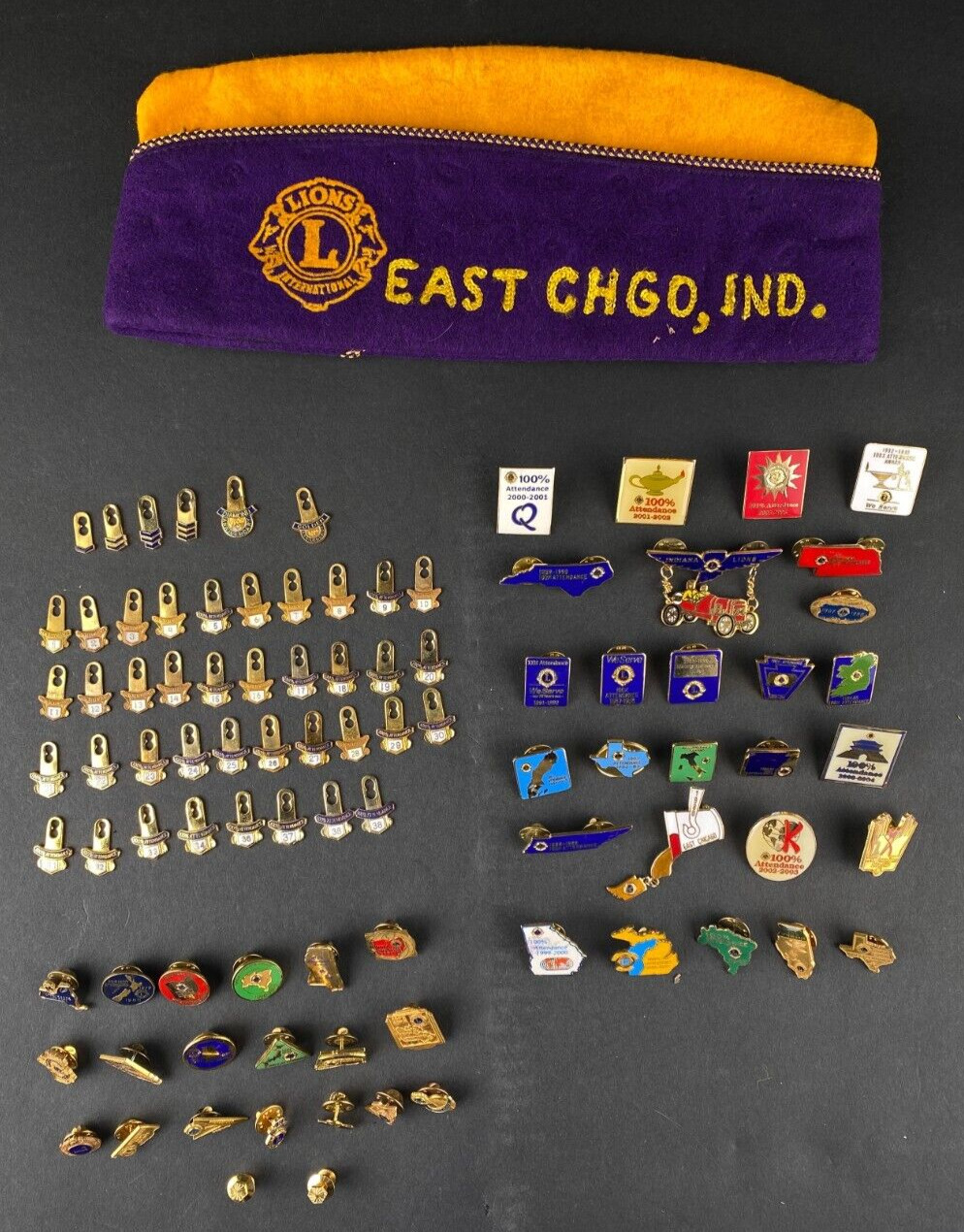 Vintage 1960\'s - 2000\'s Lions Club Year and Attendance Pin Lot of 92