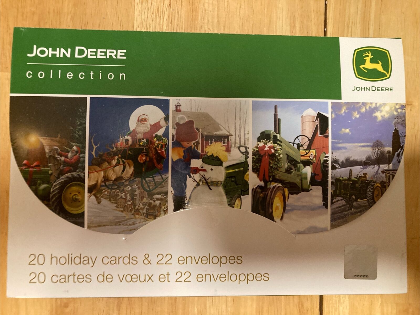 John Deere Christmas Cards 20 Count/ 22 Envelopes In John Deere Box W/ Hologram
