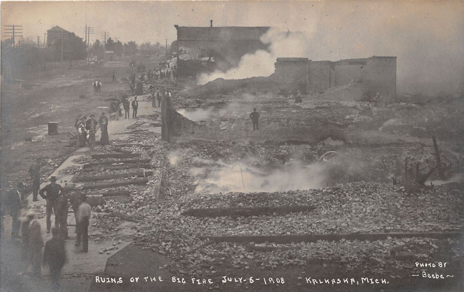 J63/ Kalkaska Michigan RPPC Postcard c1910 Beebe Image Fire Disaster Ruins 37