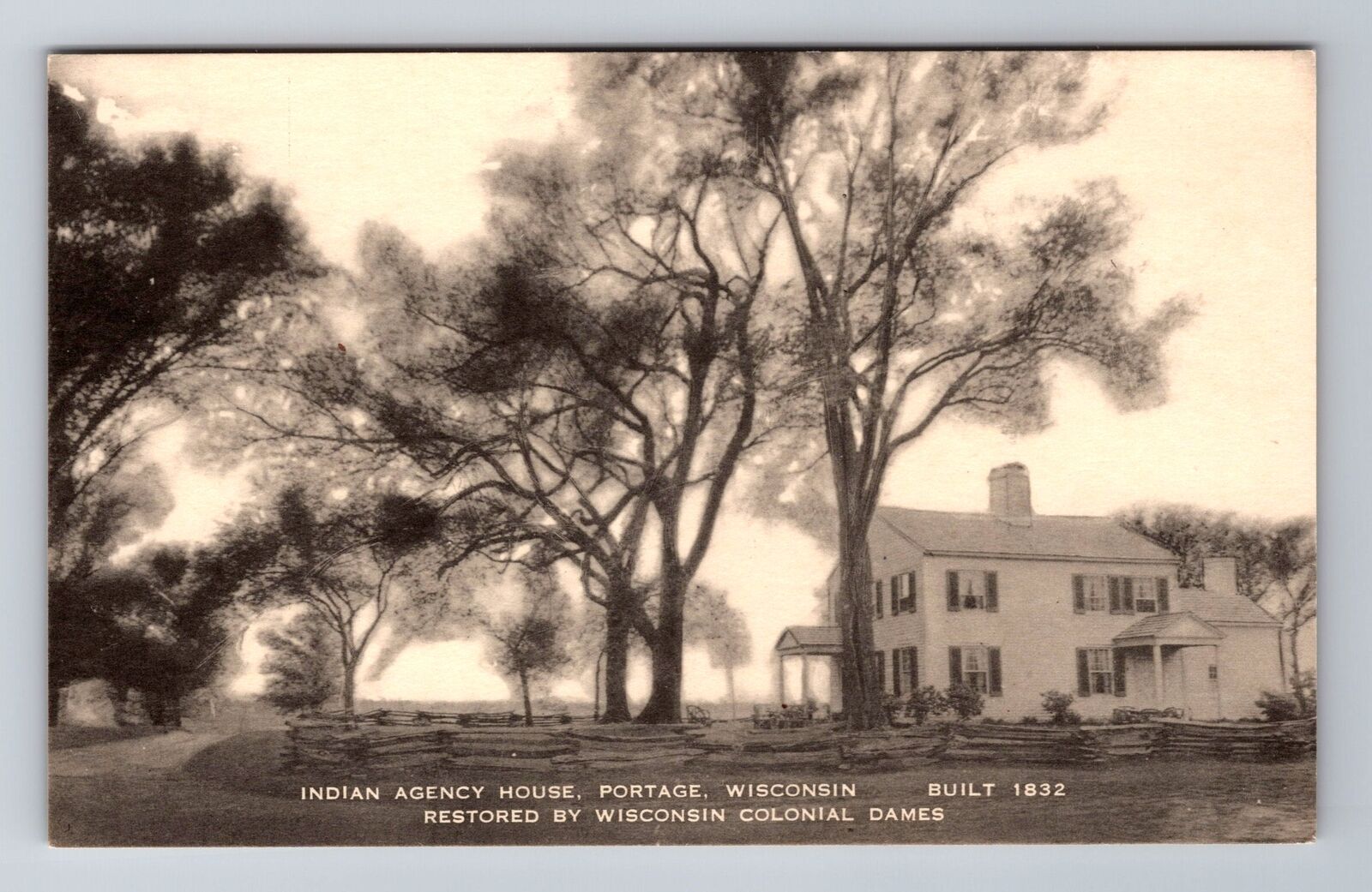 Portage WI-Wisconsin, Indian Agency House, Antique, Vintage Souvenir Postcard
