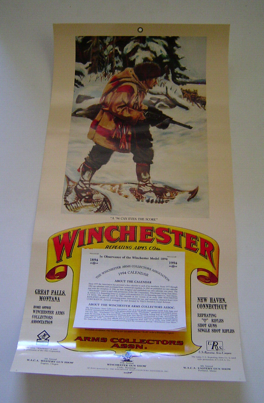Vintage 1994 Winchester Calendar Poster NOS 11\