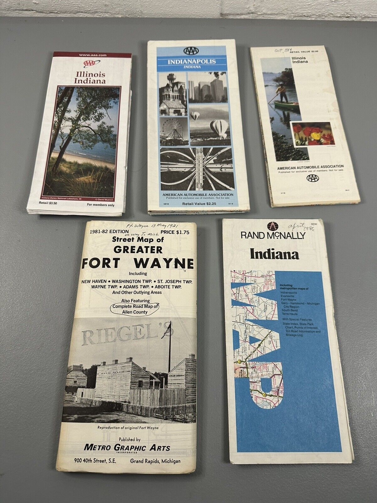 Lot Of 5 Vintage Road Highway Maps Illinois Indiana Fort Wayne Indianapolis