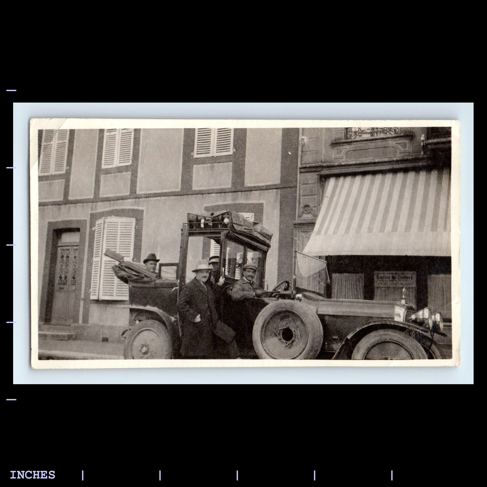Vintage Photo FRENCH STREET SCENE MEN CLASSIC CAR